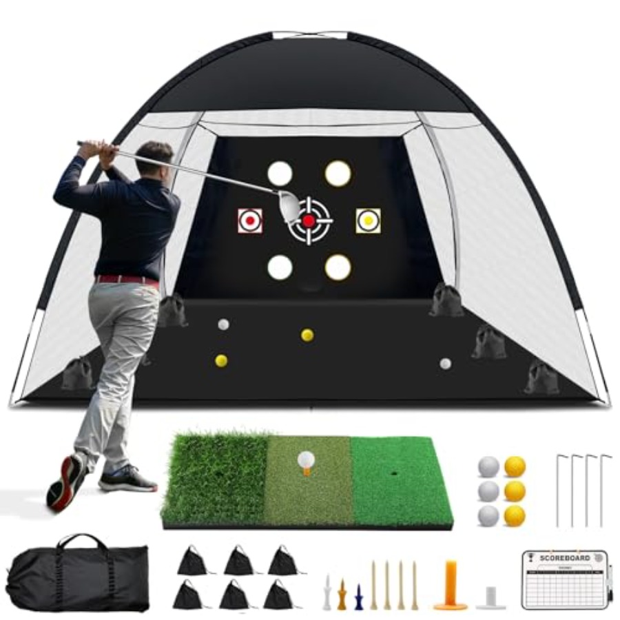 ゴルフネット、10x7フィート練習用ゴルフネット（トリターフ - Practice Net Hitting のレビューと価格